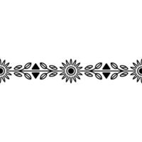 Black Floral Border Element, Minimalist Line Art, Repeating Pattern vector