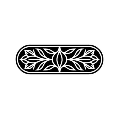 Minimalist Black White Floral Pattern Oval Frame