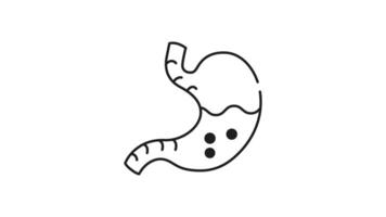 Stomach icon animation. Stomach icon animation showing ulcer development suitable for medical educational content, presentations, and healthcare campaigns. Animated line drawing illustration. video