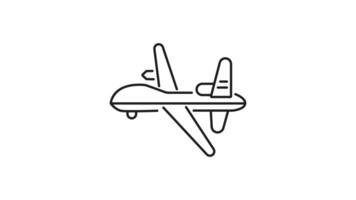 Animated combat drone icon. Combat drone icon sleek line drawing of military drone aircraft. Perfect for military related designs, technology articles, and infographic illustrations. Motion graphic video
