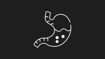 Stomach white icon animation. Stomach icon animation showing ulcer development suitable for medical educational content, presentations, and healthcare campaigns. Animated line drawing illustration. video