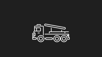 Animated missile launcher truck white icon. Missile launcher truck is a potent mobile artillery system ideal for military, defense, warfare, modern technology, and military equipment concepts. video