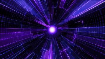 Futuristic purple hyper tunnel loop with neon light lines creating depth and motion. Ideal for sci-fi projects, tech intros, and dynamic backgrounds in 4K seamless loop. video
