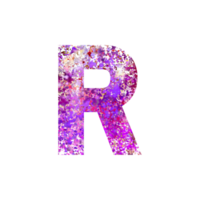 Letter R filled with abstract colorful dots texture png