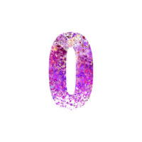 Number zero filled with colorful vibrant confetti dots png