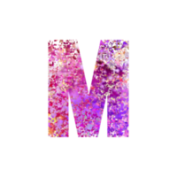 Vibrant letter M filled with colorful abstract texture png