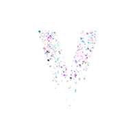 Colorful particle letter V isolated design element png