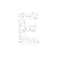Abstract textured letter E formed by small particles png