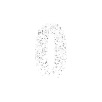 Abstract zero digit composed of scattered particles png