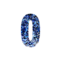 The digit zero with a blue and black speckled abstract texture png
