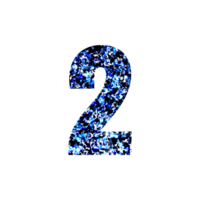 Number two with abstract blue speckled texture png