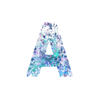 Letter A with abstract colorful splatter texture png