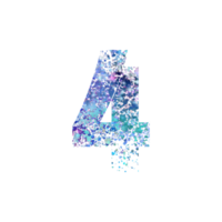 Abstract colorful splatter design forming the number four png