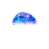 Abstract colorful paint splatter design element in a semi-circle shape png