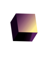 Abstract 3D geometric shape with purple and yellow gradient texture png