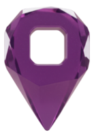 Sparkling violet gemstone map pin with modern geometric design and square hole png