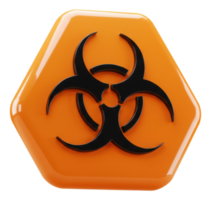 Glossy orange hexagonal biohazard sign for warning and hazardous materials png