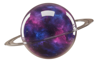 Vibrant galaxy planet with rings in deep space cosmos exploration concept png