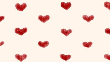Seamless Loop Kawaii Watercolor Red Heart Animation Pattern Minimalist Style with Blank Space for Text and Titles video