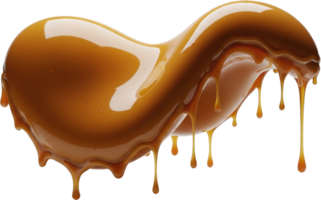 Dynamic molten caramel stream with glistening drips, perfect for sweet dessert concepts png