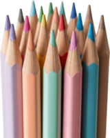 Colorful array of sharpened pastel pencils for drawing and artistic expression png