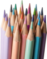 Sharpened pastel colored pencils arranged in a tight bundle for creative art png
