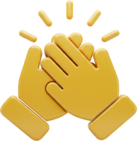 Vibrant 3D clapping hands icon symbolizing applause, success, and celebration png