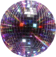 Sparkling disco ball with colorful light rays for party and celebration backgrounds png