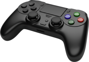 Black wireless game controller with glossy buttons for modern gaming consoles png