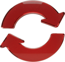Sleek red glossy 3D circular arrows forming an incomplete loop design element png