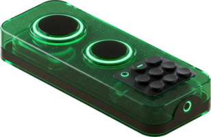 Futuristic minimalist audio device with glowing green controls and sleek design png
