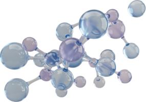 Complex abstract molecular structure with interconnected translucent spheres png