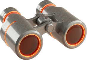 Futuristic high tech binoculars with glowing orange accents and sparkling texture png