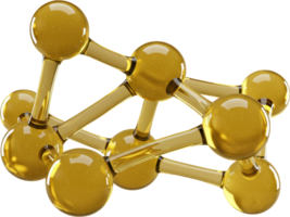 High glossy golden abstract molecular structure representing science and technology png