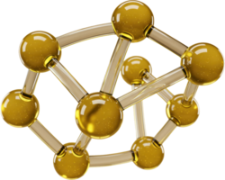 Abstract golden network structure with glossy spheres and translucent connections png