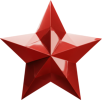 Shining glossy metallic red five pointed star with sharp edges and facets png