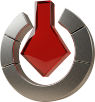 Glossy 3D metallic power symbol with red arrow for on off or download icon png