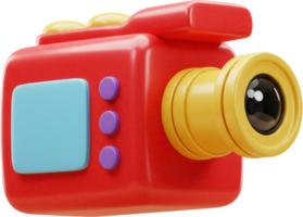 Colorful 3D cartoon camera with glossy plastic texture and fun design png