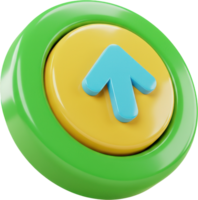 Vibrant 3D glossy up arrow icon on a circular button for UI UX design png