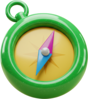 Vibrant 3D green compass with colorful needle for navigation and exploration png