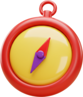 Vibrant glossy 3D compass with red casing and yellow face for navigation png