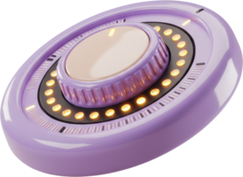 Glossy purple futuristic control dial with illuminated lights for digital interface png