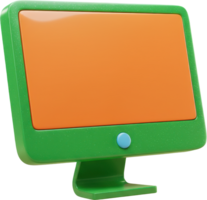 Vibrant green orange 3D computer monitor desktop screen display for technology png