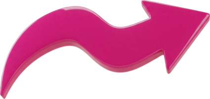 Glossy pink wavy arrow pointing right for modern digital design elements png
