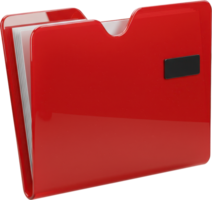 Glossy red plastic expanding file folder for office and home document storage png