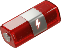 Vibrant red power cell with glowing lightning bolt symbol for energy and technology png