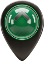 Futuristic 3D navigation pin with up arrow icon for location and direction png