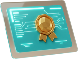 Secure digital certificate displayed on a futuristic glowing technology screen png