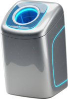 High tech smart waste disposal unit with glowing blue lights and modern design png