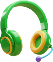 Glossy green headset with yellow accents and microphone for gaming and calls png